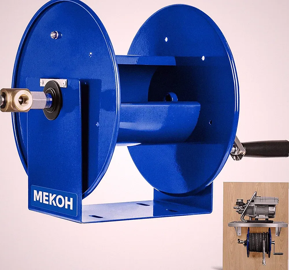 MEKOH Pressure Washer Hose Reel 100Ftx3/8”, 200Ftx1/4” Manual Power Washer Hose