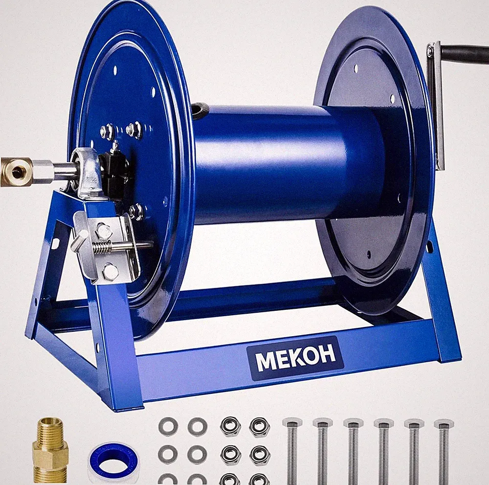 MEKOH Pressure Washer Hose Reel 3/8x350ft 5000PSI Hand Crank