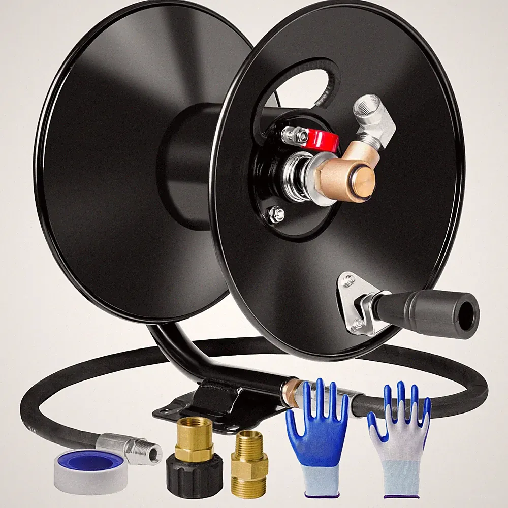 MEKOH Pressure Washer Hose Reel 50ft 65ft 4000PSI M22-14 Hand Crank