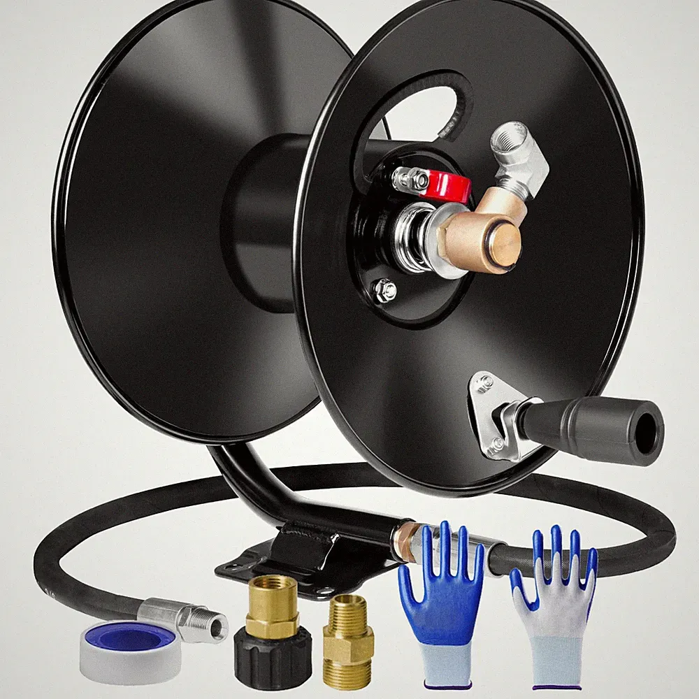 MEKOH Pressure Washer Hose Reel 50ftx3/8 4000PSI Metal