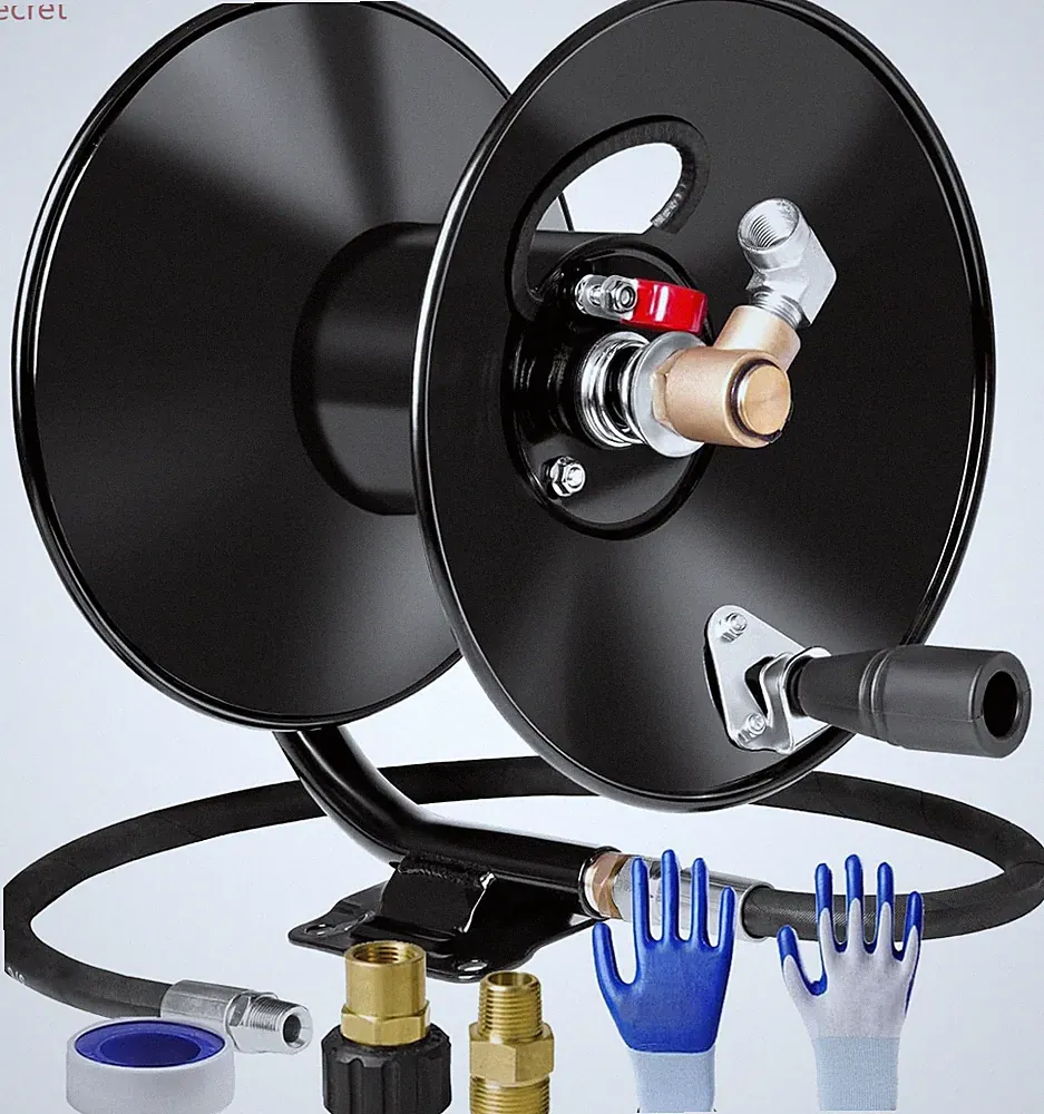 MEKOH Pressure Washer Hose Reel 50ftx3/8” / 65ftx1/4”, 4000PSI Washer Hose Reel