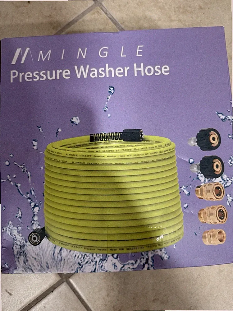 MINGLE M22 Pressure Washer Hose 50 ft 1/4 in Max Temp 140-160°F