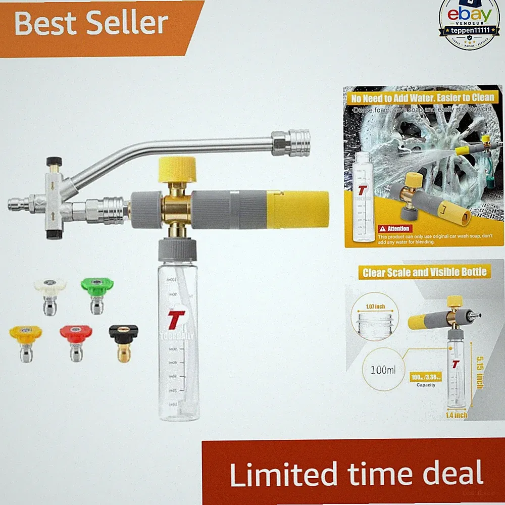 Mini Foam Cannon 1L for Pressure Washer Dual Connector Adjustable Nozzle