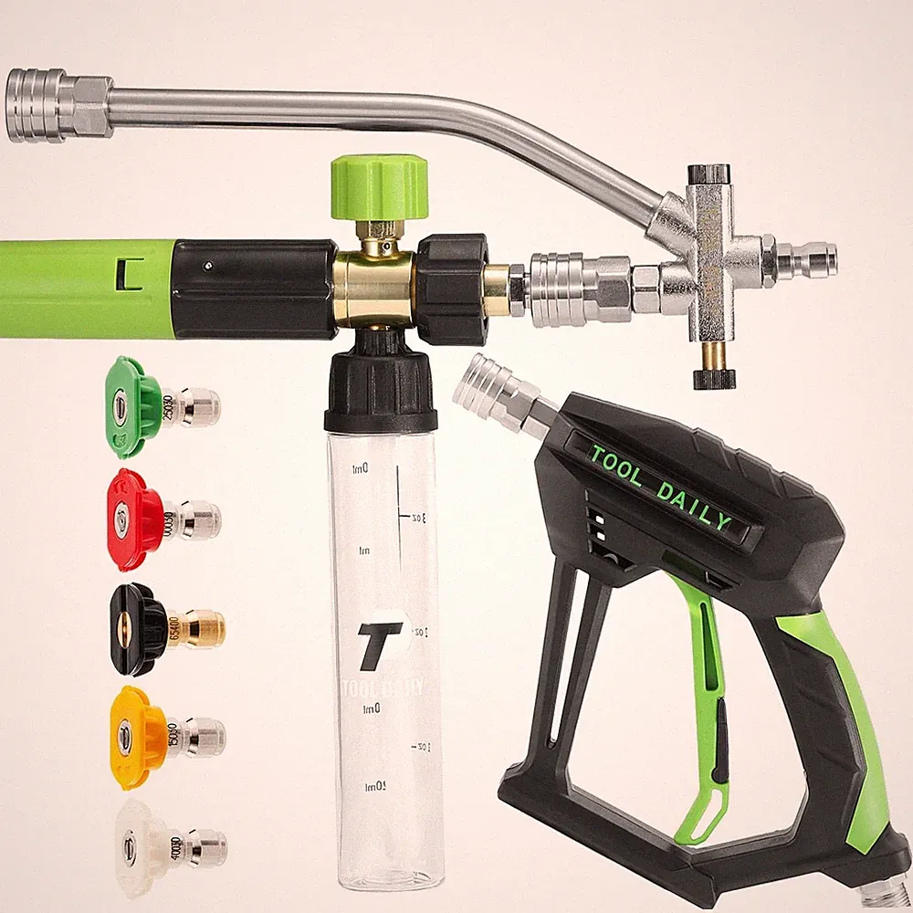 Mini Pressure Washer Gun with Foam Cannon and Dual Connector for Short