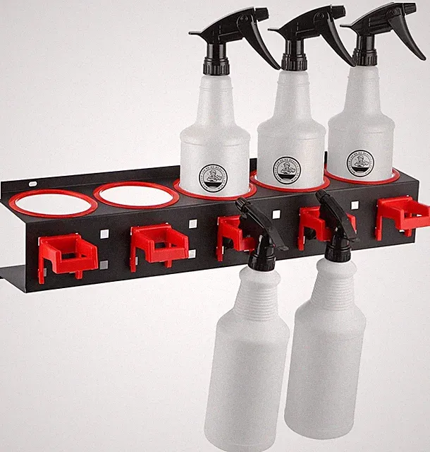 MOLIGOU Spray Bottle Storage Rack, Wall Mount Organizer Car Black