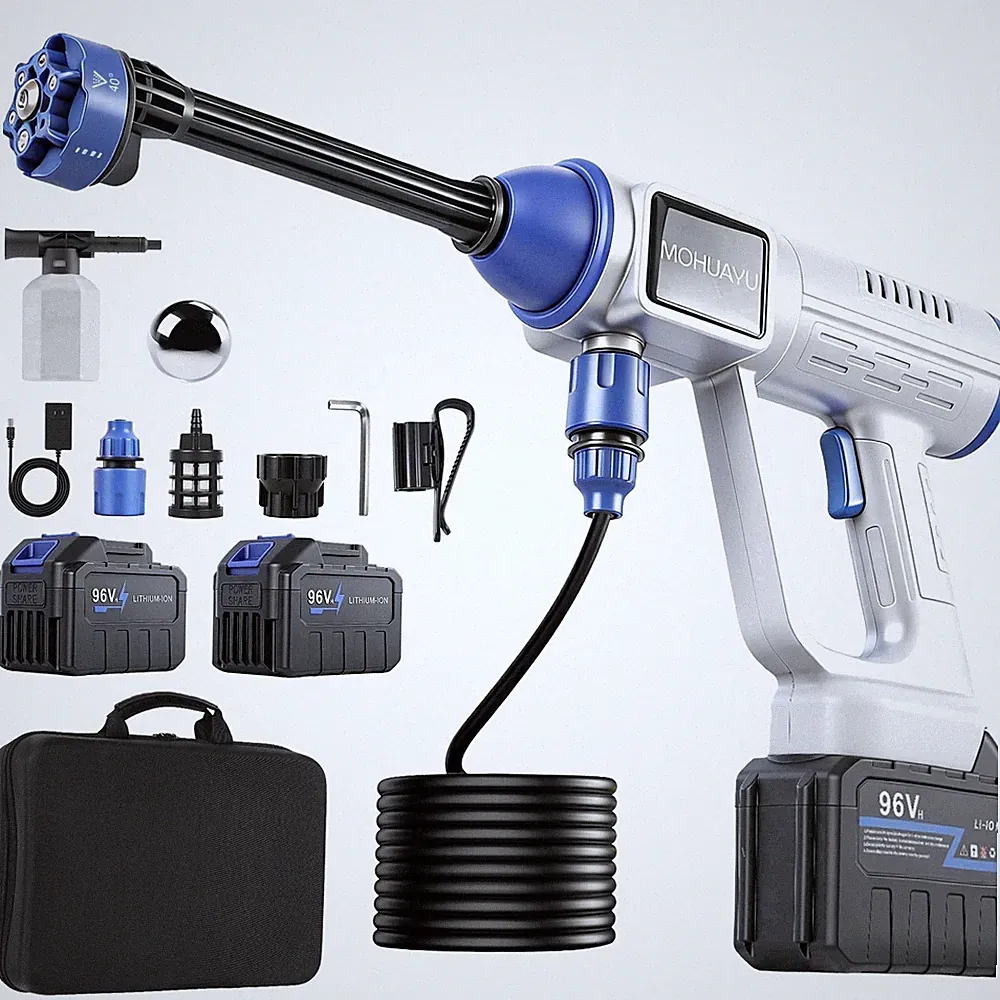 MQHUAYU Cordless Pressure Washer, 1500PSI, 200W Motor, 6-in-1 Adjustable Nozzle