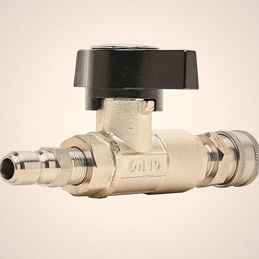 MTM Hydro 3/8" DN10 Pressure Washer Ball Valve w/ Stainless QC Socket and Plug