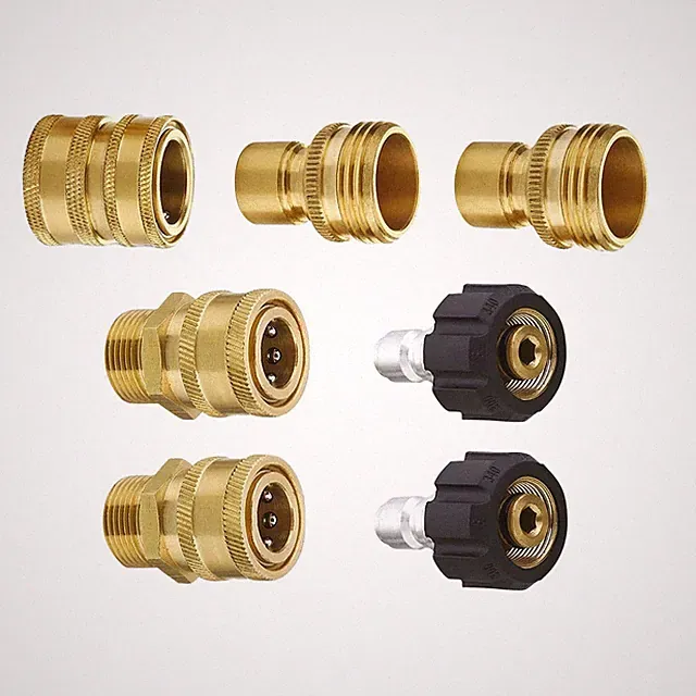 MTM Hydro Hose Adapter 7 Piece Pressure Washer Quick Connect Fittings Kit, Brass