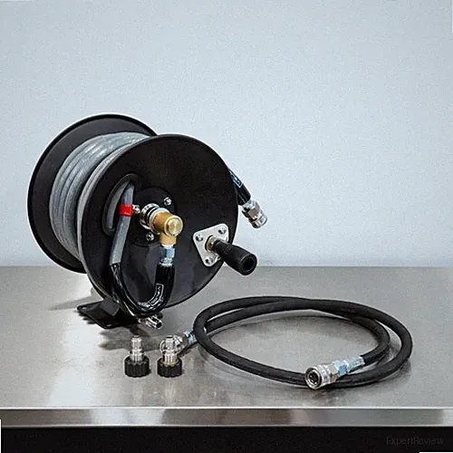 MTM Pressure Washer Hose Reel Kit | 50' Hose and 5' Jumper with QC