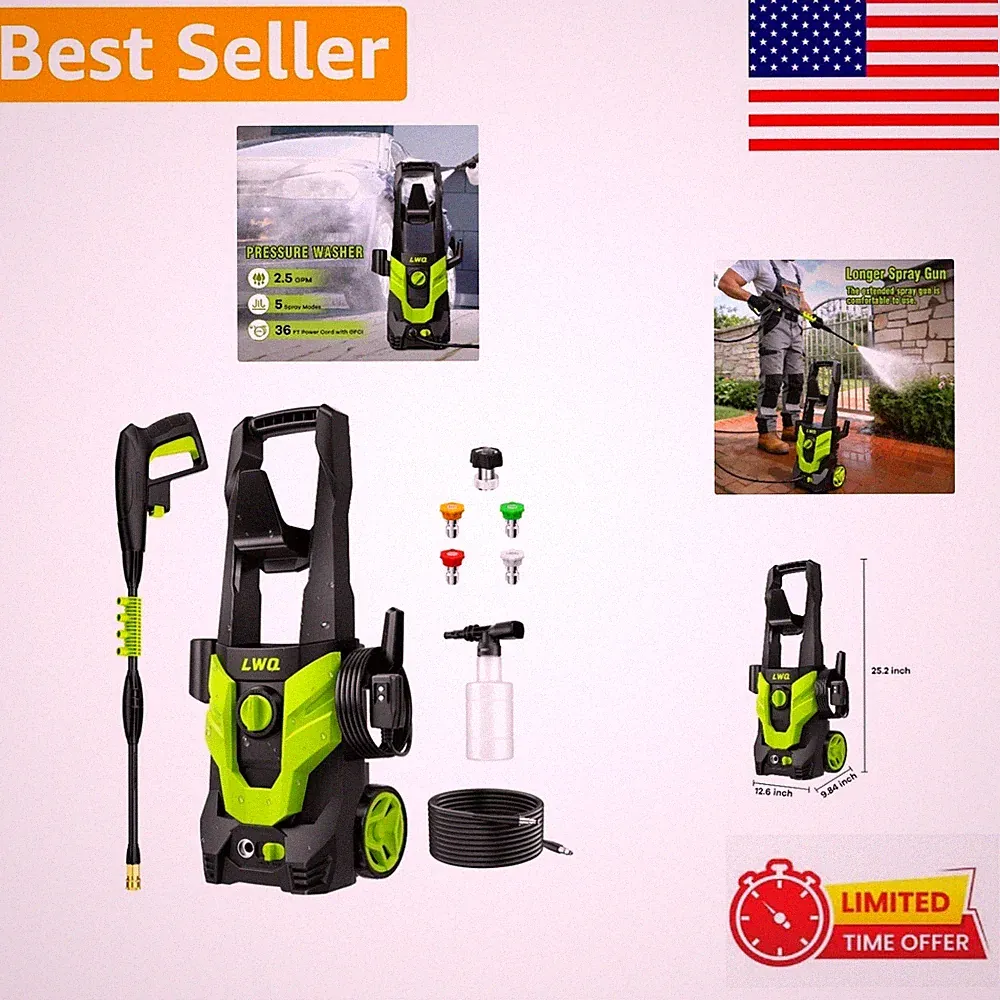 Multi-Purpose Portable Power Washer with 4 Quick Connect Nozzles - Light Green