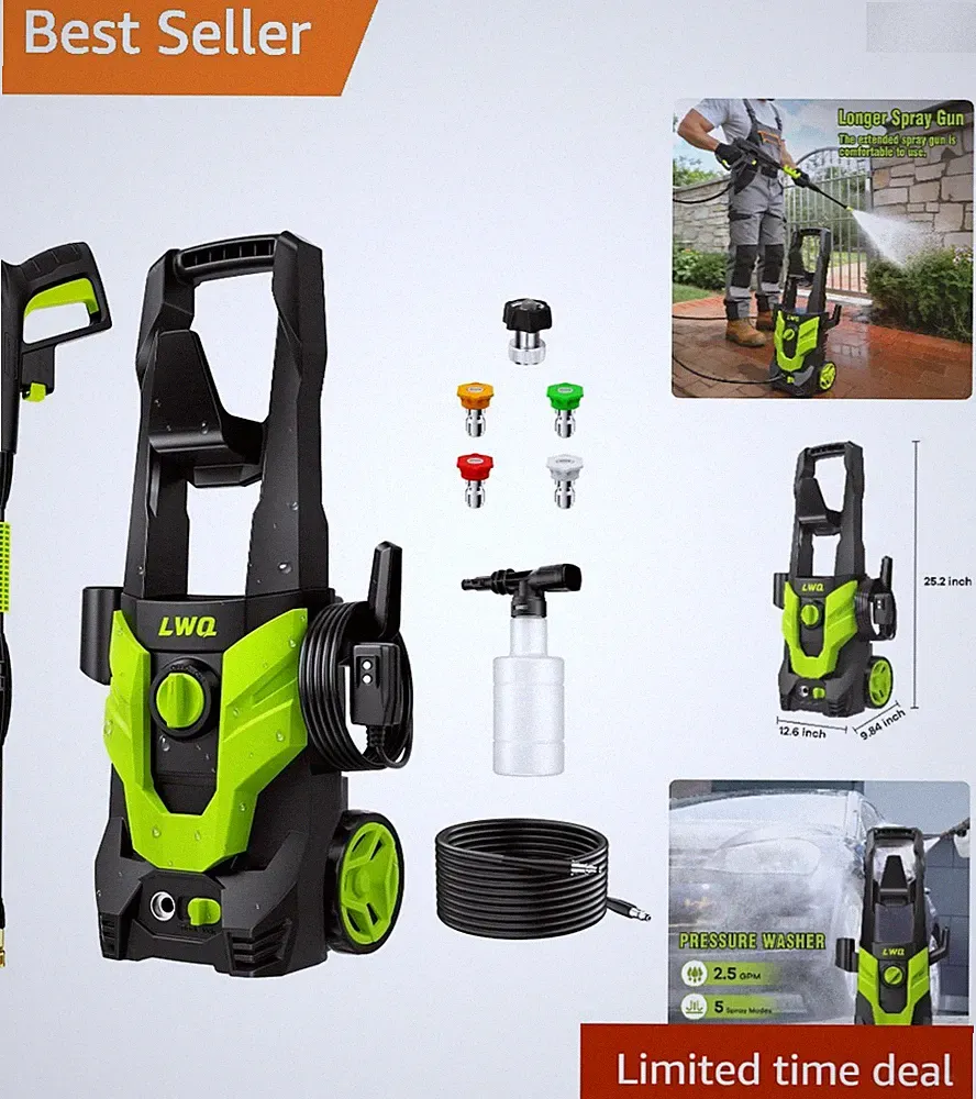 Multi-Purpose Power Washer for Cars, Patios & More - Efficient Light Green Model