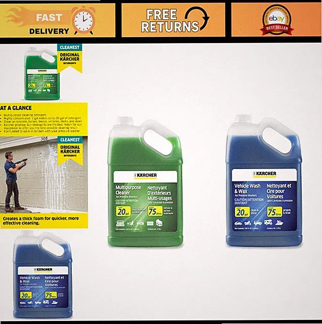 Multi-Purpose Pressure Washer Soap Concentrate Bundle - 1 Gallon for Cars & Outd