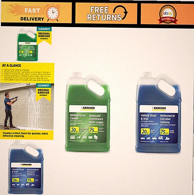 Multi-Purpose Pressure Washer Soap Concentrate Bundle - 1 Gallon for Outdoor & C