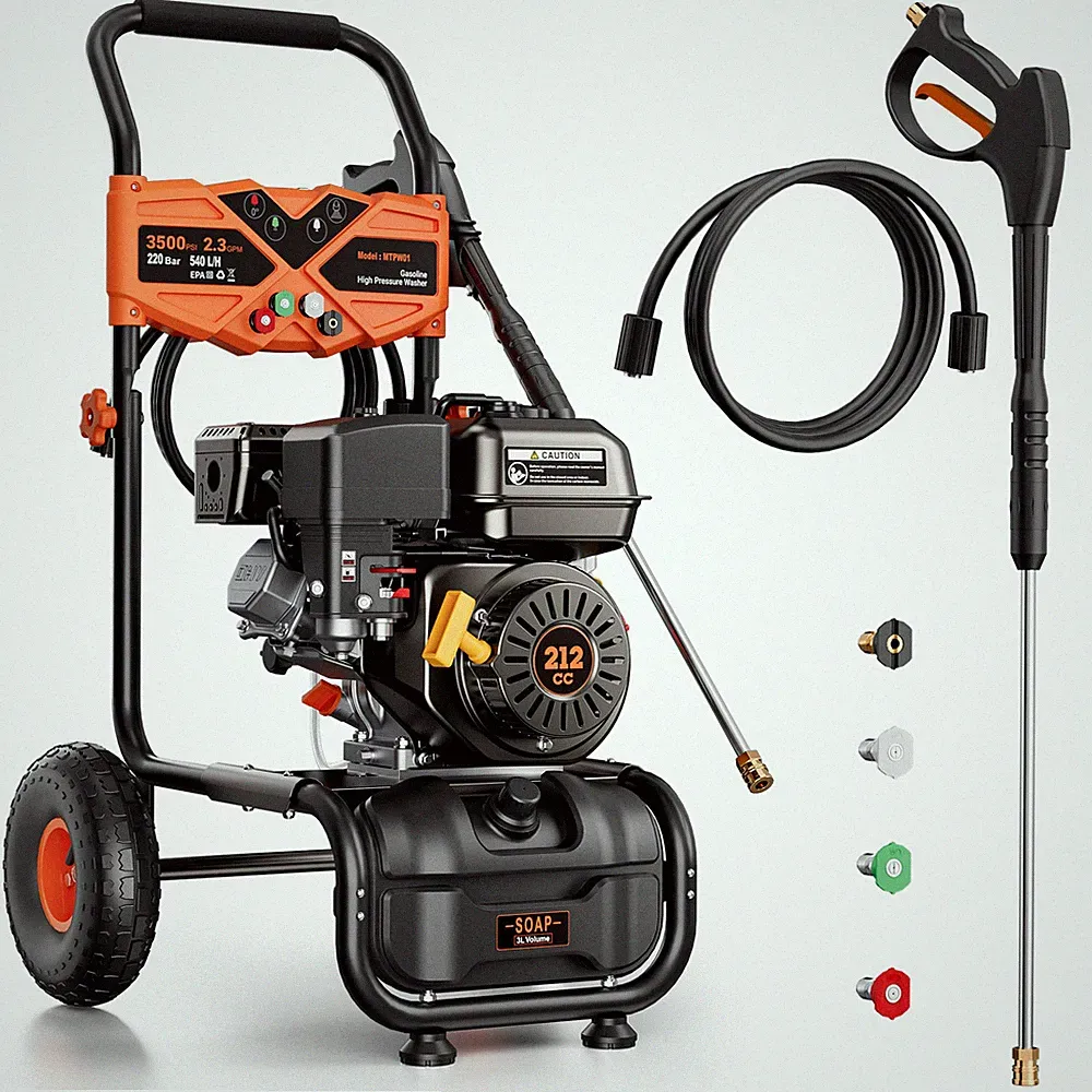 Mutaomay Cold Water Pressure Washer Gasoline 3500PSI 2.3GPM 25ft Hose&Soap Tank