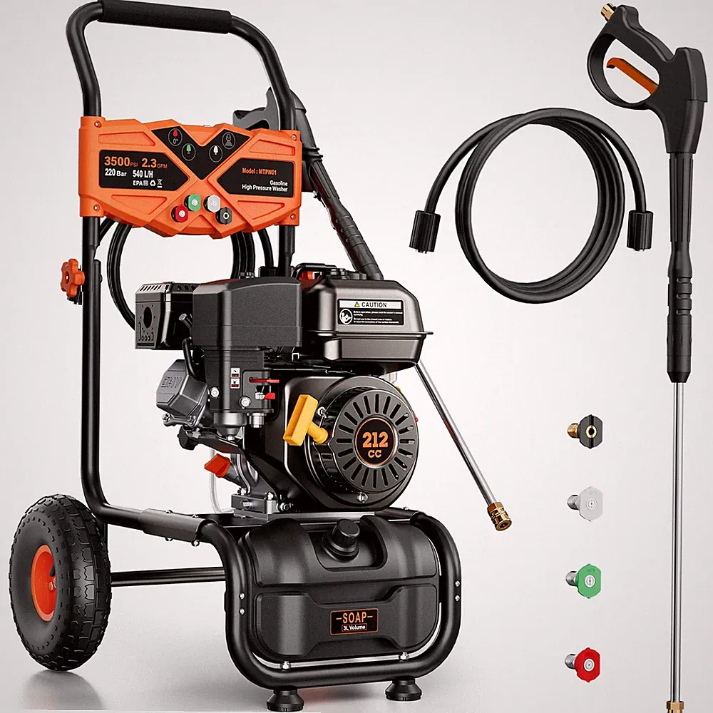 Mutaomay Cold Water Pressure Washer Gasoline 3500PSI 2.3GPM Soap Tank&25ft Hose