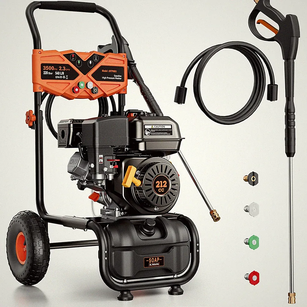 Mutaomay Gasoline Cold Water Pressure Washer 3500PSI 2.3GPM Soap Tank&25Fft Hose