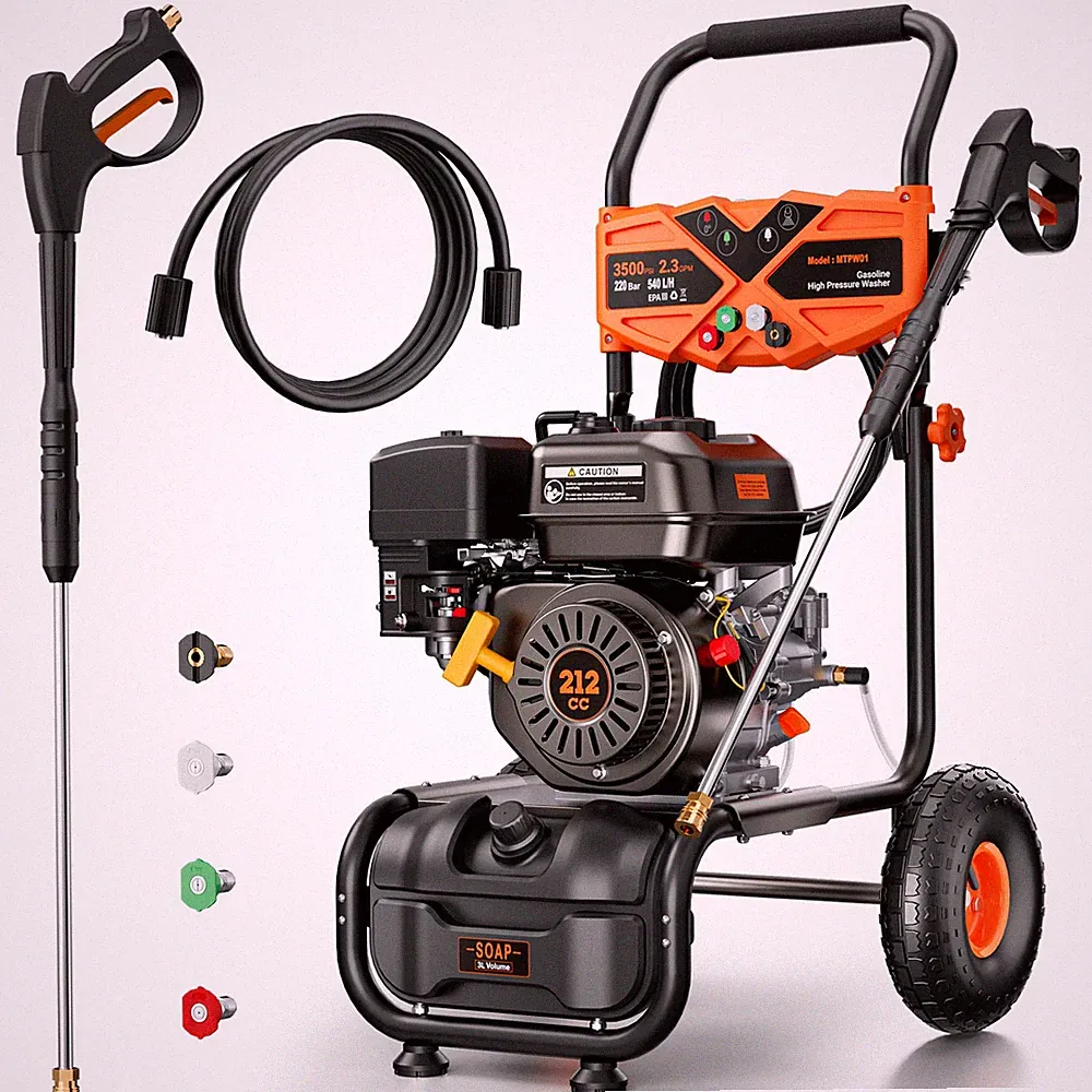Mutaomay Portable Pressure Washer Gas Powered 3500PSI 2.3GPM 25ft Hose&4 Nozzle
