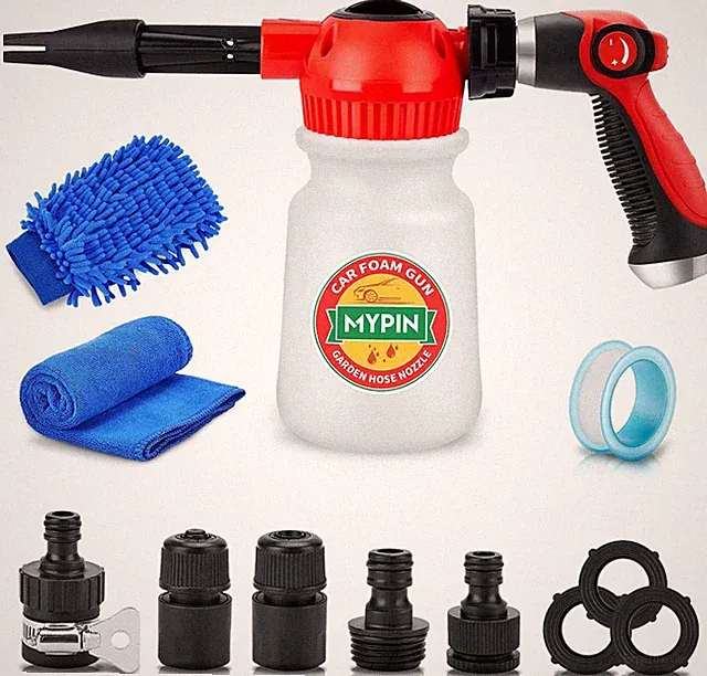 MYPIN New Rotary Dial 16 in 1 Car Wash Foam Gun, Cannon, Adjustable Red