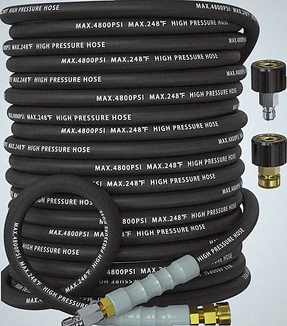 NAVOHEVEN 3/8" Pressure Washer Hose 100FT, 4800 PSI, Kink Resistant Steel Braide