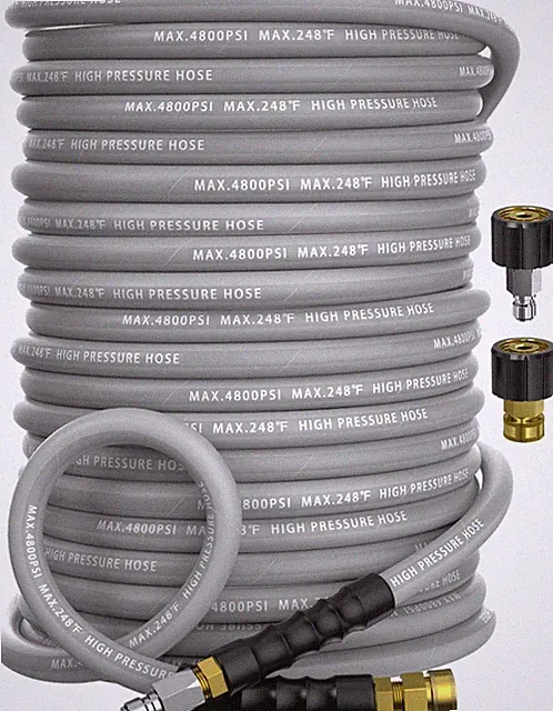 NAVOHEVEN 3/8" x 150ft Pressure Washer Hose 4800 PSI, Kink Resistant Steel Braid