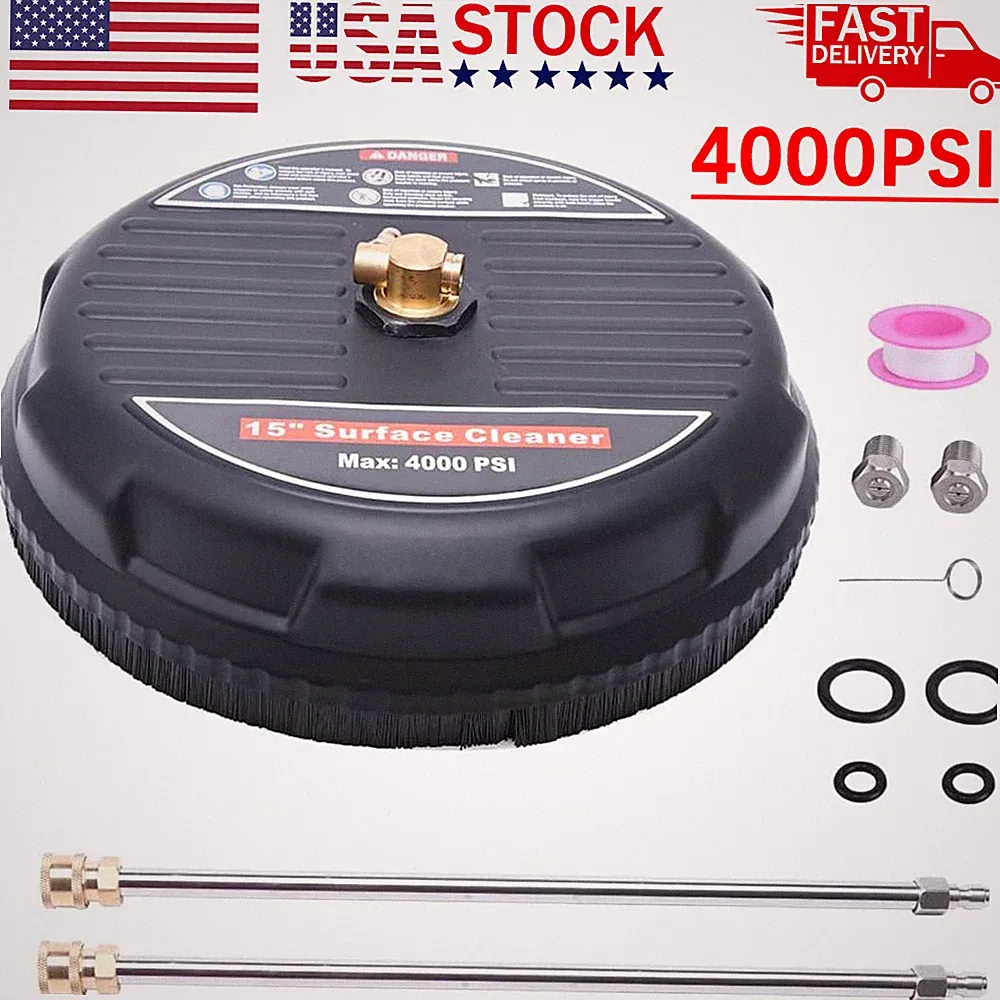 New 15"inch Pressure Washer Surface Cleaner 4000 PSI +2 Extension Wand