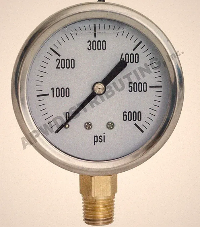NEW 5,000 PSI Pressure Washer Gauge pressures 1/4" NPT STAINLESS STEEL POWER WAS