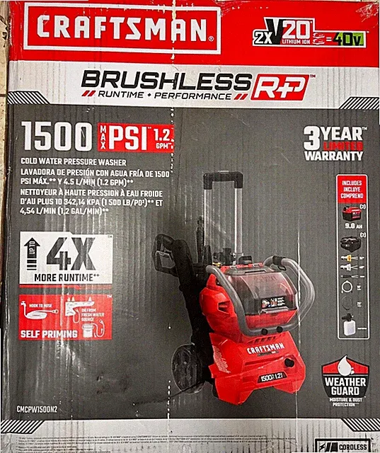 NEW Craftsman V20 1500 PSI Cold Water Pressure Washer - Red (Tool only)