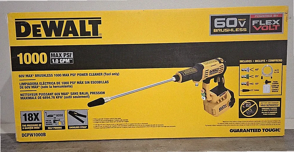 New DeWALT DCPW1000B 60V FLEXVOLT 1000 PSI Cordless Power Cleaner
