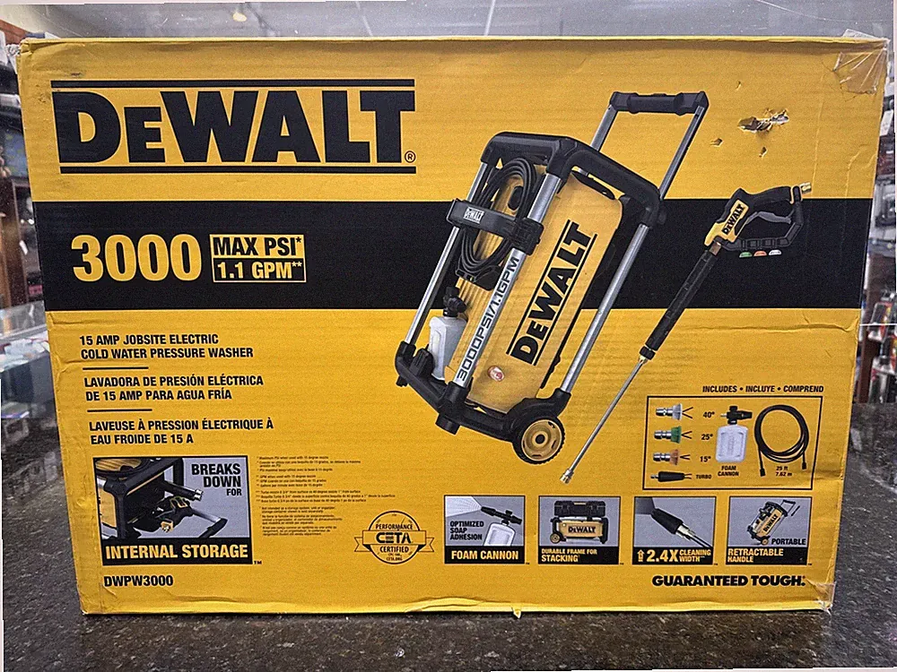 NEW Dewalt DWPW3000 3000 PSI Cold Water Electric Pressure Washer