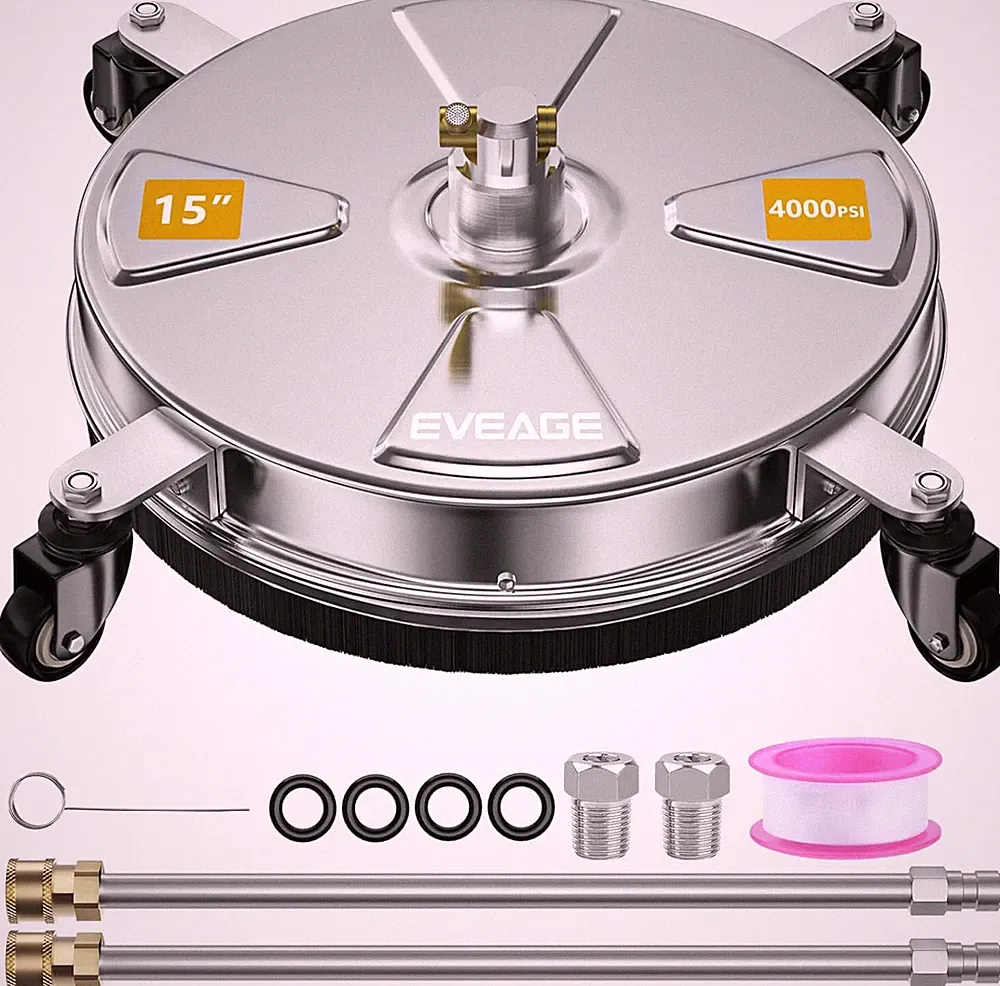 NEW EVEAGE 4000PSI Pressure Washer Surface Cleaner, 15" Stainless Steel Housing