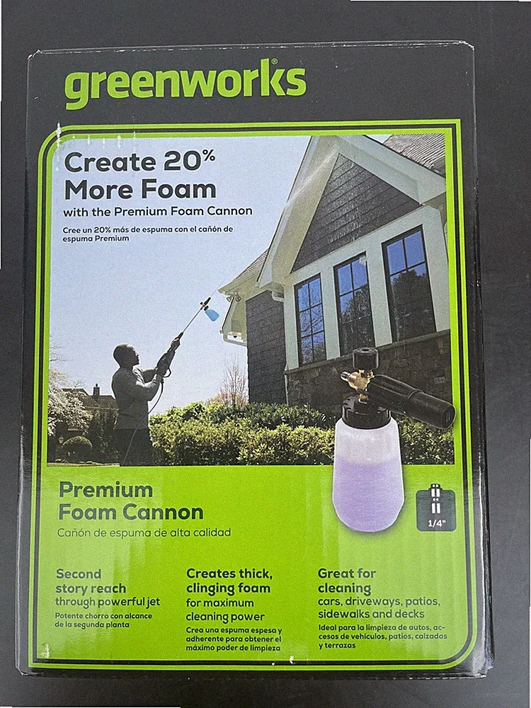 NEW Greenworks Pressure Washer Foam Cannon Spray Wash Cleaning Attach BLK 3300