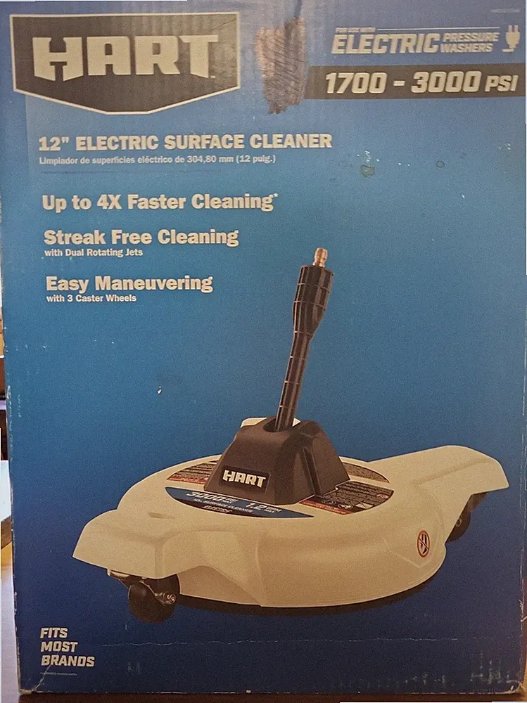 NEW HART 12 in. 3000PSI Electric Pressure Washer Surface Cleaner with Casters