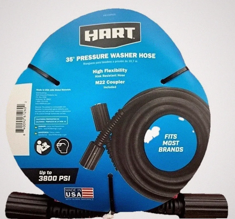 New hart 35 Pressure Washer Hose High Flexibility Up To 3800 Psi Pressure Washer