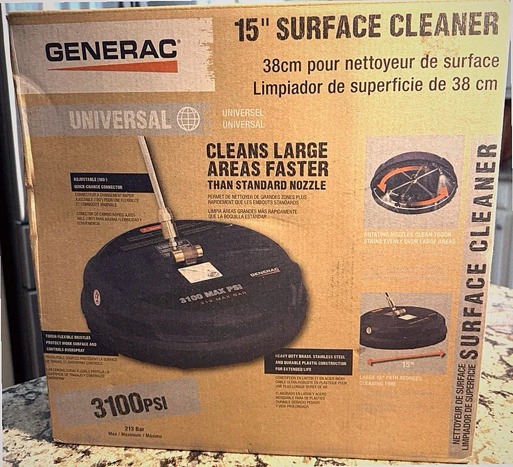 New In Box GENERAC HEAVY DUTY 15” Surface Cleaner Attachment Pressure Washing