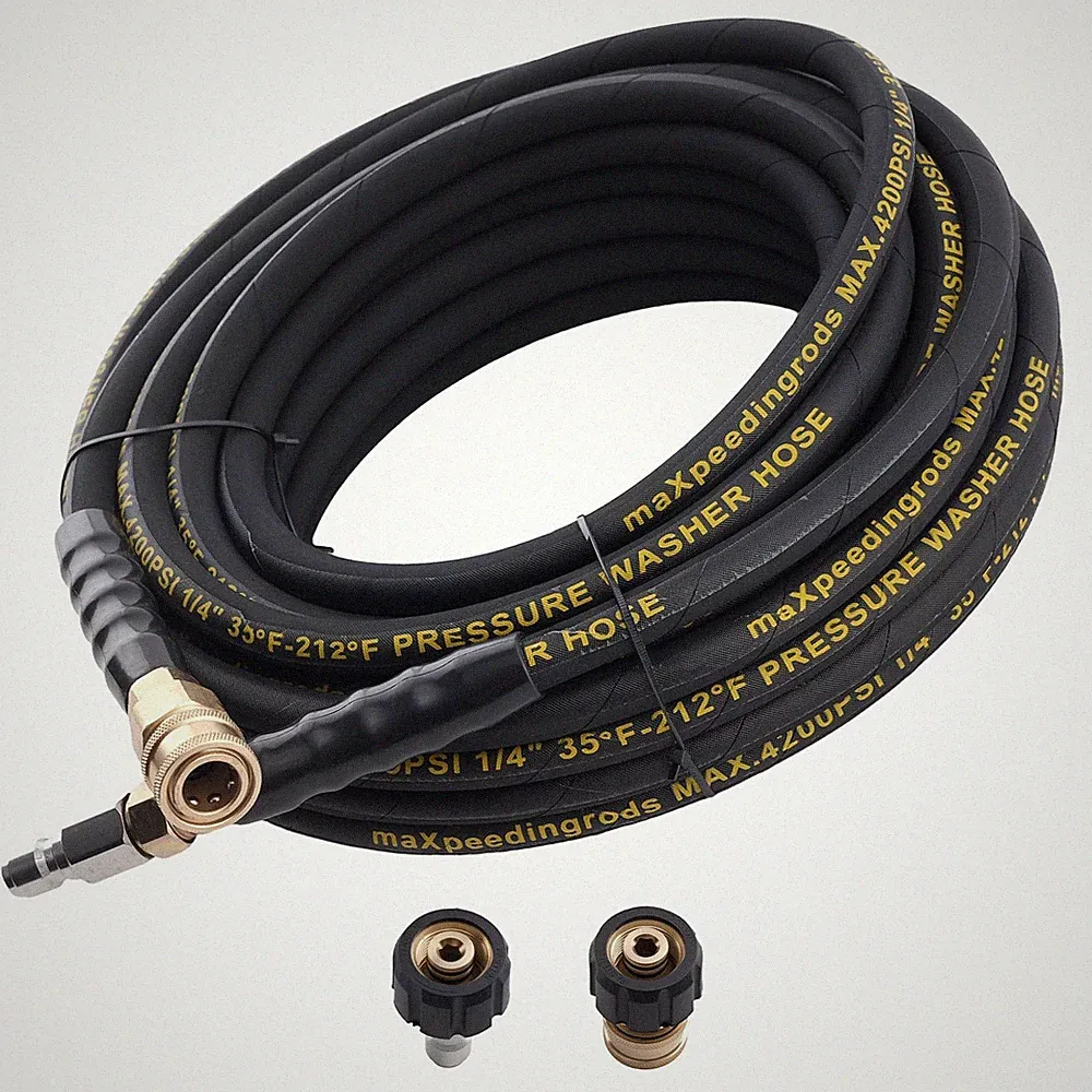 New maXpeedingrods Pressure Washer Hose 50FT x 1/4", Kink Resistant High Tensile