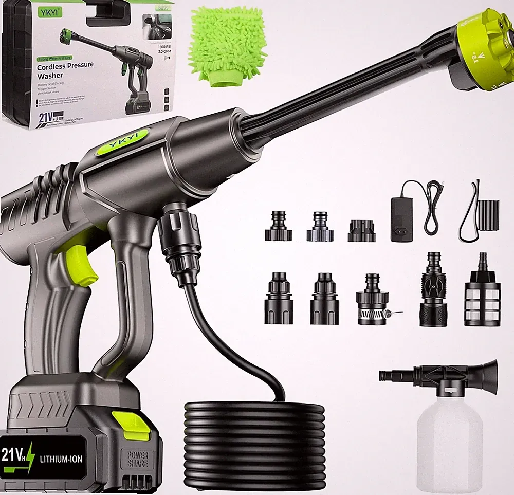 New! YKYI Cordless 1200 PSI 30 Speed Portable Power Washer with 6-in-1 Nozzle