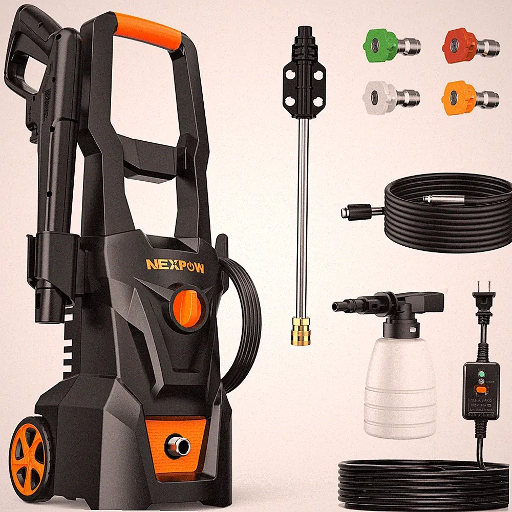 Nexpow Electric Pressure Washer, 4000 PSI, 2.6 GPM, Foam Cannon, 4 Quick-Connect
