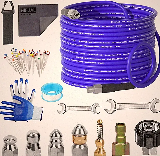 NIFUAL 100FT Sewer Jetter Kit for Pressure Washer, 5800PSI Drain Cleaner Hose 1/