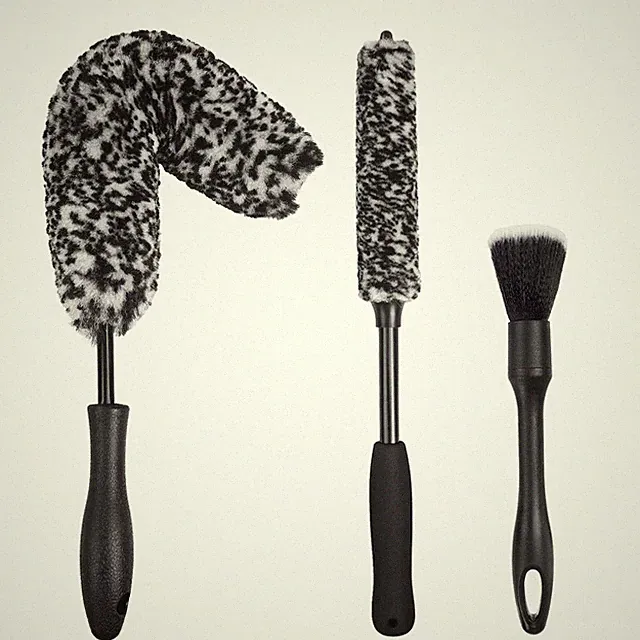 NIKCOSMK 3PCS Wheel Brush Kit for Cleaning and Tire, 3P-BLACK, Black