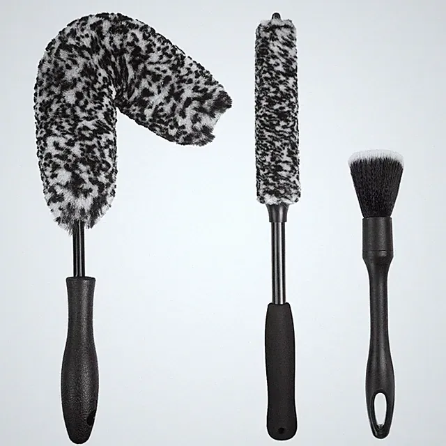 NIKCOSMK 3PCS Wheel Brush Kit for Cleaning and Tire, 3P-BLACK, Black