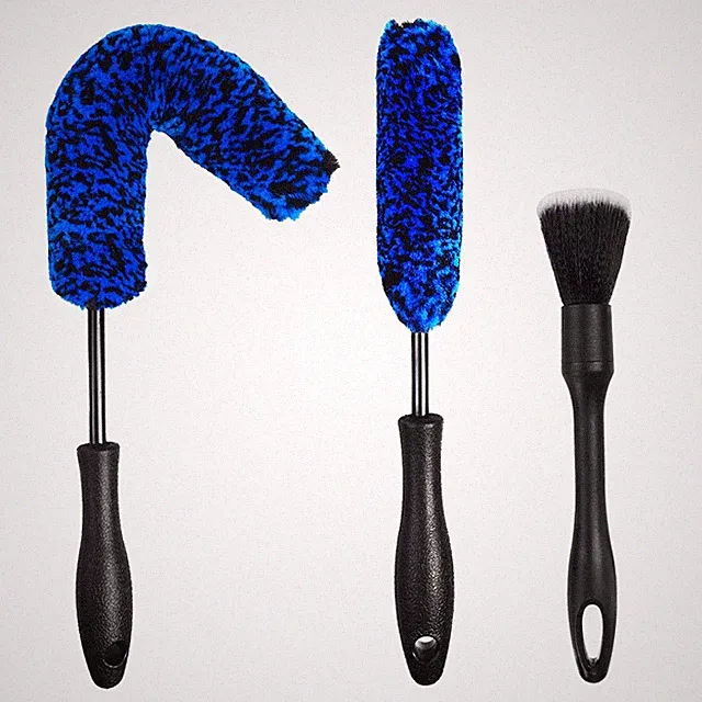 NIKCOSMK 3PCS Wheel Brush Kit for Cleaning and Tire, 3P-BLUE, Blue