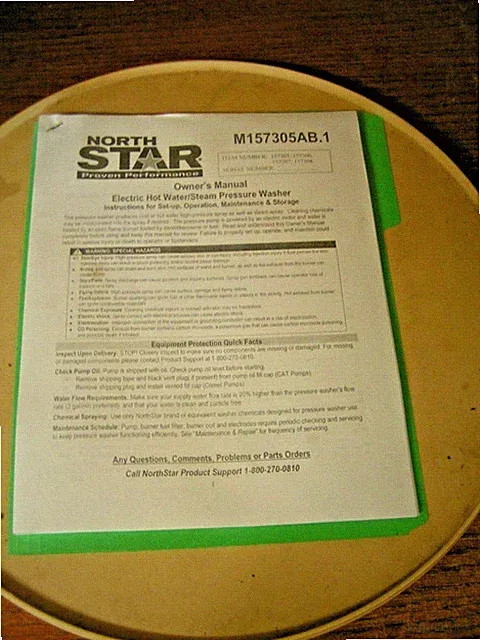 NORTHSTAR ELECTRIC HOT WATER/STEAM PRESSURE WASHER - MANUAL#M157305AB.1