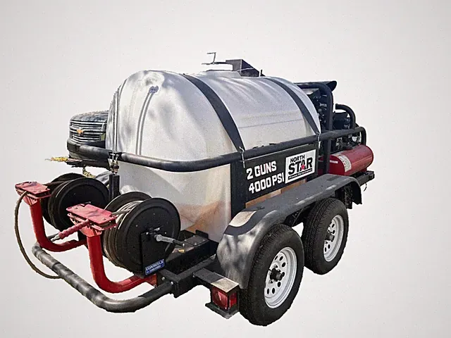 NorthStar Hot Water Commercial Pressure Washer Trailer with 2 Wands, 4000 PSI