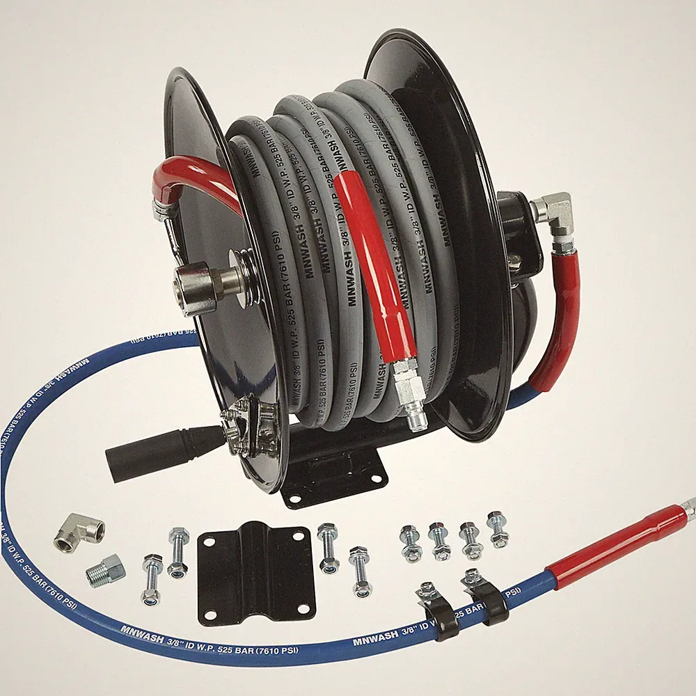 NorthStar Pressure Washer Hose Reel with 50ft. Steel-Braided Hose, 3/8in. x