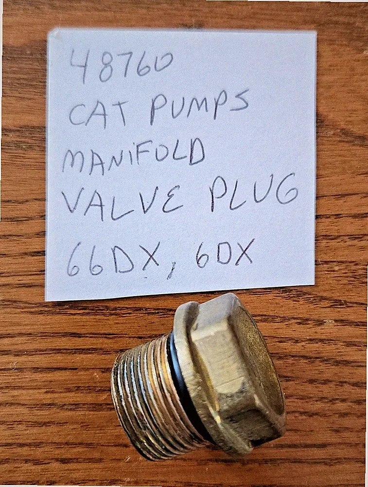 OEM Cat Pumps Pressure Washer Part 48760 Brass Manifold Valve Plug 66DX, 6DX