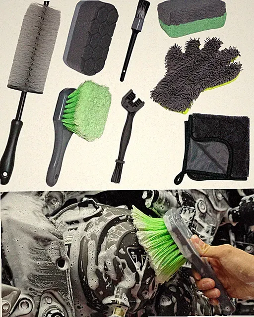 oesee 8 Pack Motorcycle Cleaning Kit - Professional Safe for Grey