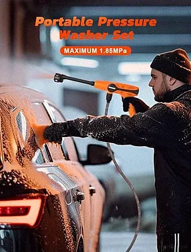 ORANGE - OGASAMI PORTABLE PRESSURE WASHER CORDLESS, 1.85MPA PRESSURE WASHER 4AH