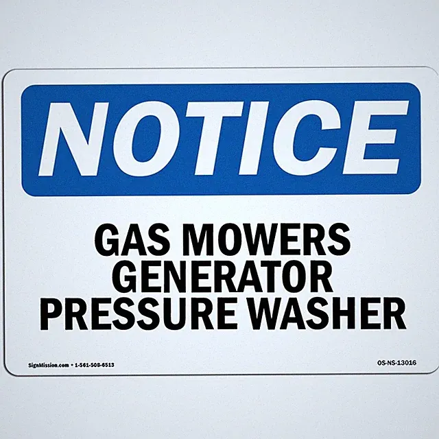 OSHA Notice Signs - Gas Mowers Generator Pressure Washer | Vinyl Label Decal...