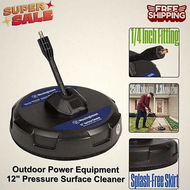 Outdoor Power Equipment 12" Pressure Surface Cleaner, 22500 PSI, 1/4" Connector
