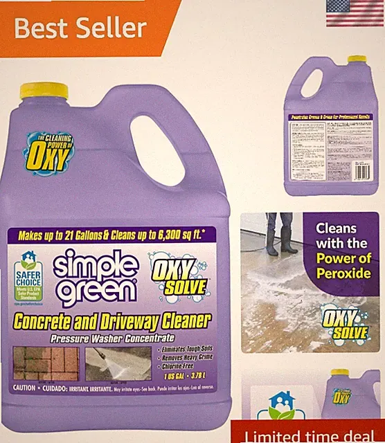 Oxy Solve Driveway Pressure Washer Cleaner - Tough Stain Removal, 128 Fl Oz